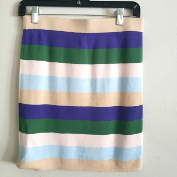 KULE Anthropologi Skirt Womens M Misty Blue Striped Multicolored Elastic Waist - Picture 4 of 7